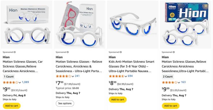 occhiali su Amazon